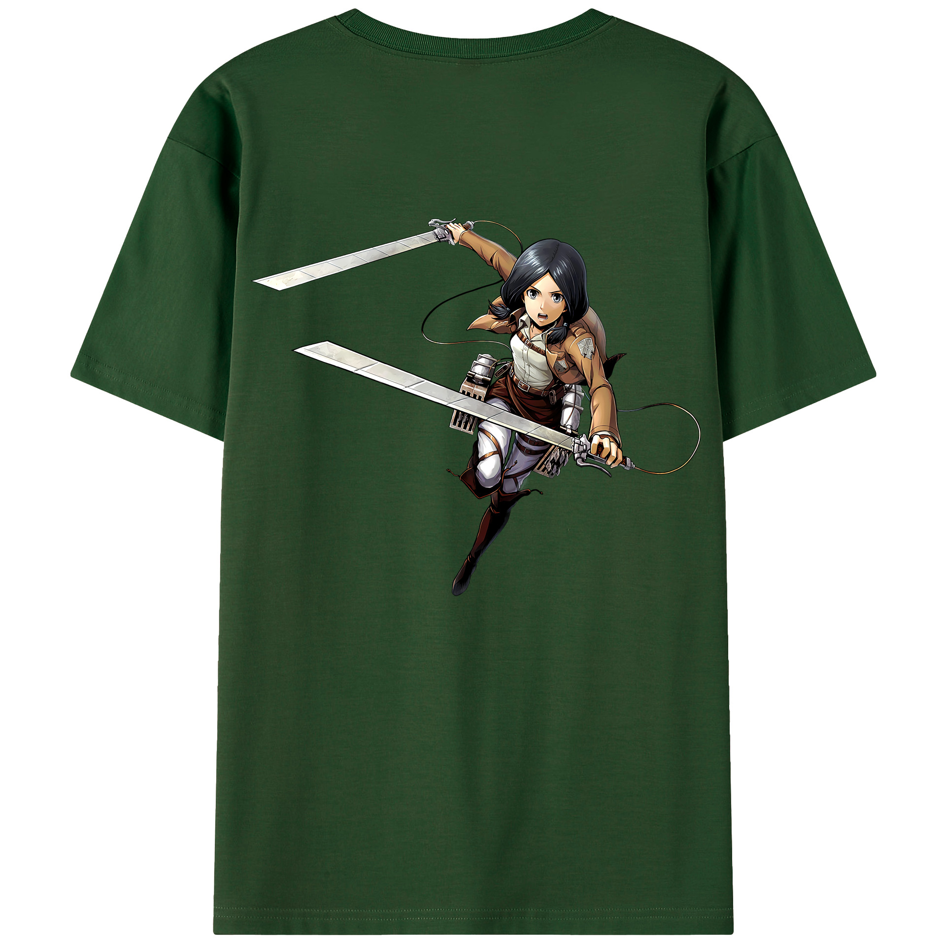 （画像用） 進撃の巨人 ミカサ·アッカーマン Attack on Titan Mikasa Ackerman 綿100％半袖Tシャツ（背面プリント）